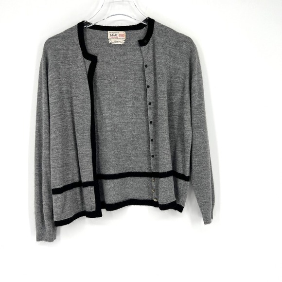 Vtg Talbott Givenchy Design Cardigan Womens M Gray 60s Retro Preppy Capsule - Picture 5 of 7